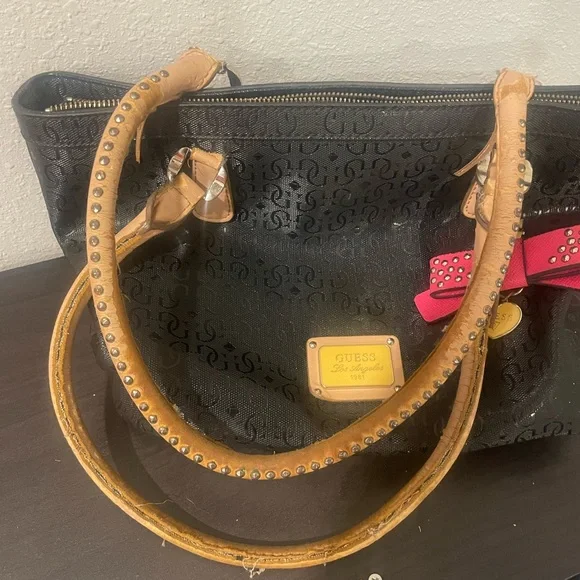 Guess Black and Pink Tote with Bow Accent - Picture 4 of 4